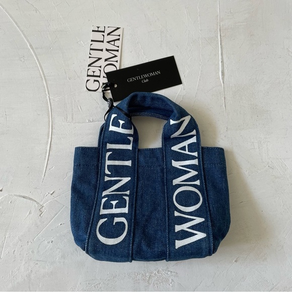 GENTLEWOMAN LOGO STRAP MICRO TOTE Navy Blue Denim Crossbody BAG - Picture 10 of 11